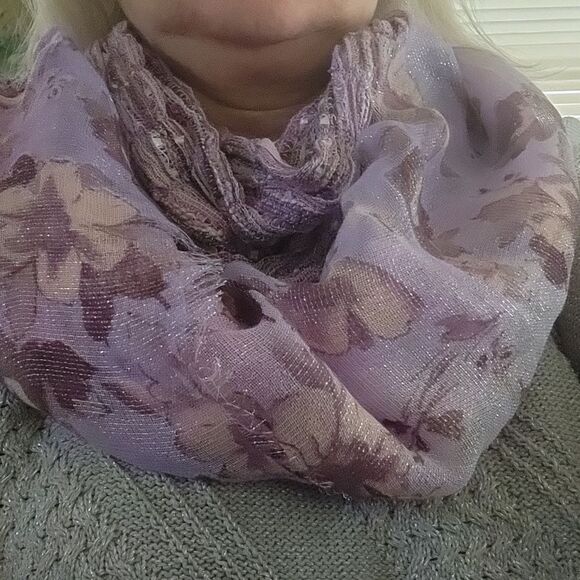 Purple Floral Scarf New With Tag - Picture 8 of 8